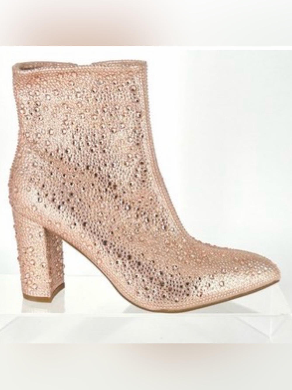 TOP Moda Rose Gold Rhinestone Ankle Booties